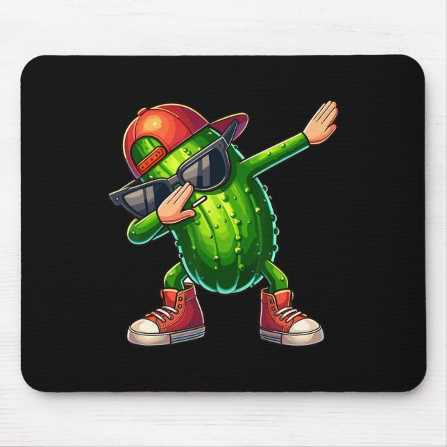 Dabbing Pickle Dancing Cucumber Lover Funny Pickle Mouse Mat (Front)
