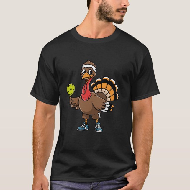 Dabbing Pickleball Turkey Funny Thanksgiving Pickl T-Shirt (Front)