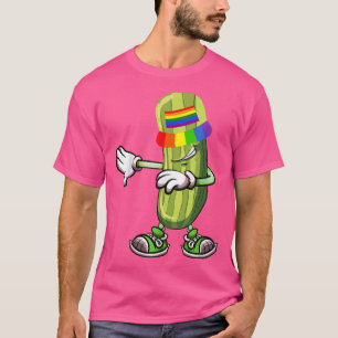 Dabbing Pickles Cucumber Funny Cucumber Rainbow Pr T-Shirt