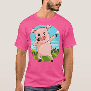 Dabbing Pig Dancing Farm Animal Pink Piglet  (1) T-Shirt