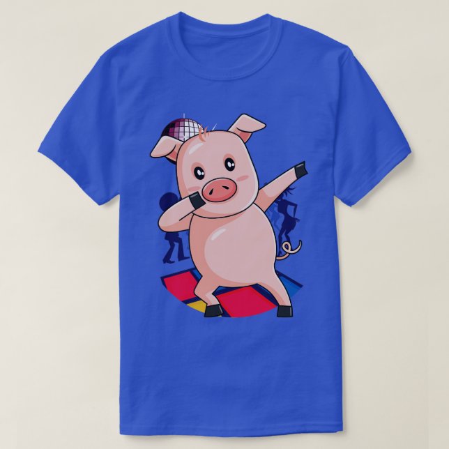 Dabbing Pig Dancing Farm Animal Pink Piglet  (3) T-Shirt (Design Front)