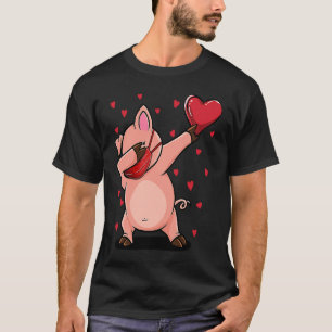 Dabbing Pig With Face Mask Heart Gifts for Valenti T-Shirt