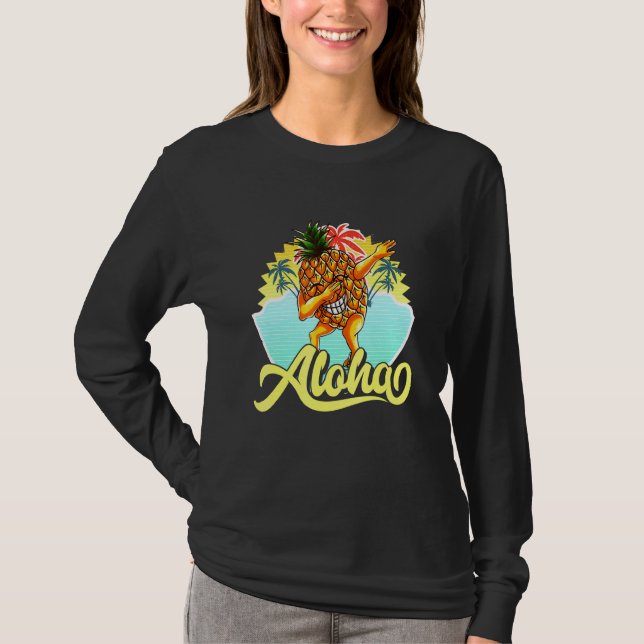 Dabbing Pineapple Aloha Hawaii Vacation T-Shirt (Front)