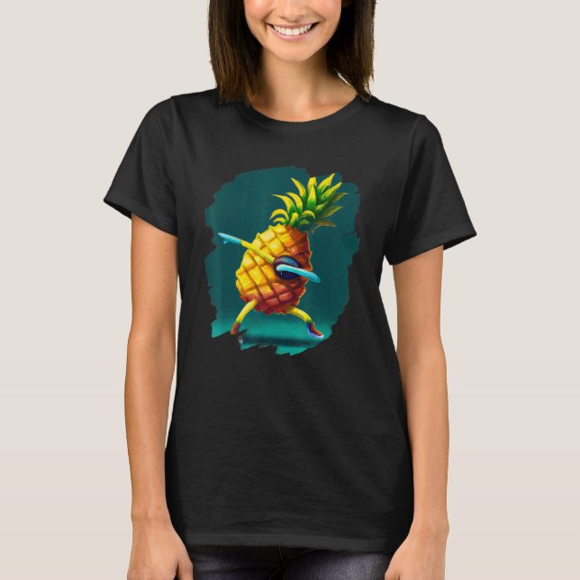 Dabbing Pineapple Aloha Sunglasses Beach Dance Haw T-Shirt (Front)