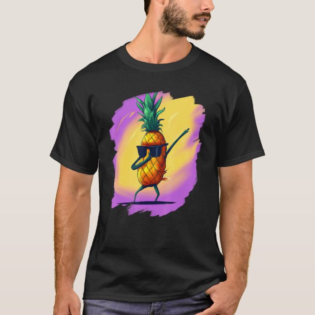 Dabbing Pineapple Aloha Sunglasses Beach Dance Haw T-Shirt (Front)