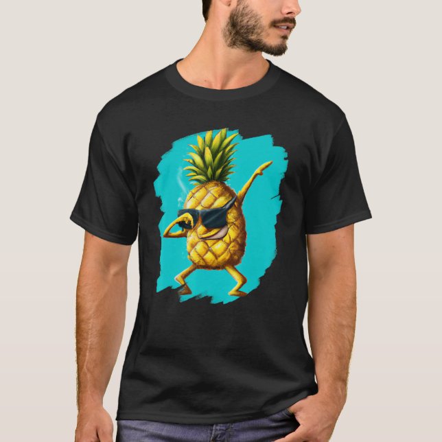 Dabbing Pineapple Aloha Sunglasses Beach Dance Haw T-Shirt (Front)