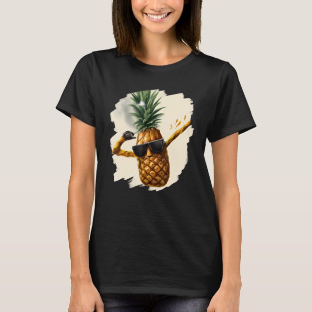 Dabbing Pineapple Aloha Sunglasses Beach Dance Haw T-Shirt (Front)