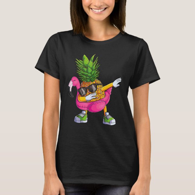 Dabbing Pineapple Flamingo Tropical aloha Beach Ha T-Shirt (Front)