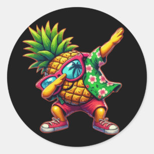 Dabbing Pineapple Sunglasses Beaches Classic Round Sticker