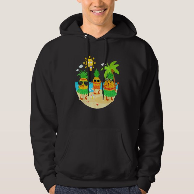 Dabbing Pineapple Sunglasses Hawaii Beach Palm Tre Hoodie (Front)