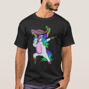 Dabbing Pirate Magical Rainbow Unicorn Funny Hallo T-Shirt