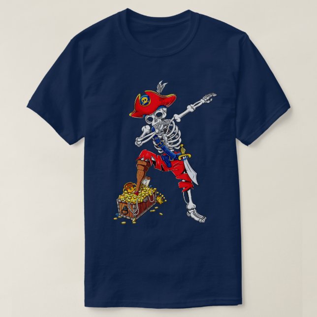 Dabbing Pirate Skeleton Dab Kids Halloween Costume T-Shirt (Design Front)