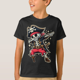Dabbing Pirate Skeleton Funny Halloween T-Shirt