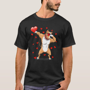 Dabbing Pit Bull Sunglasses Heart Valentines Day D T-Shirt