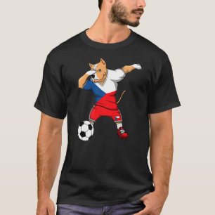 Dabbing Pitbull Czech Republic Soccer Fans Jersey  T-Shirt