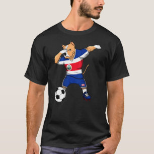Dabbing Pitbull Dog Costa Rica Soccer Jersey Footb T-Shirt