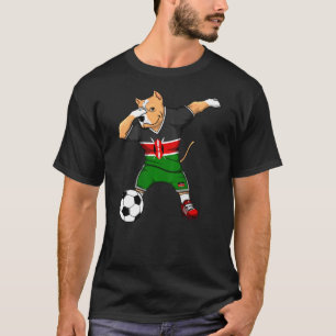 Dabbing Pitbull Dog Kenya Soccer Fans Jersey Kenya T-Shirt