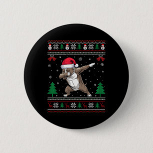 Dabbing Pitbull Dog Santa Hat Boys Girls Kids Chri 6 Cm Round Badge