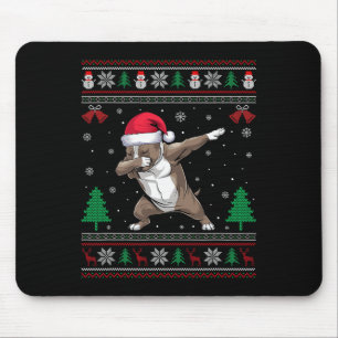 Dabbing Pitbull Dog Santa Hat Boys Girls Kids Chri Mouse Mat