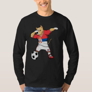 Dabbing Pitbull Serbia Soccer Fans Jersey Serbian T-Shirt