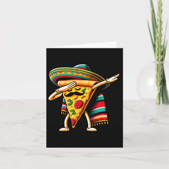 Dabbing Pizza Fiesta Cinco De Mayo Mexican Funny P Card (Front)