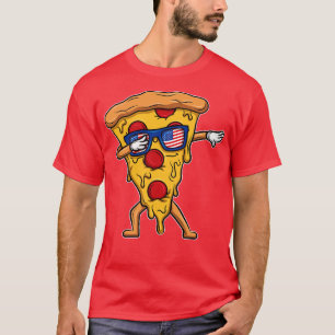 Dabbing Pizza Salami 4th July Independence Day T-Shirt