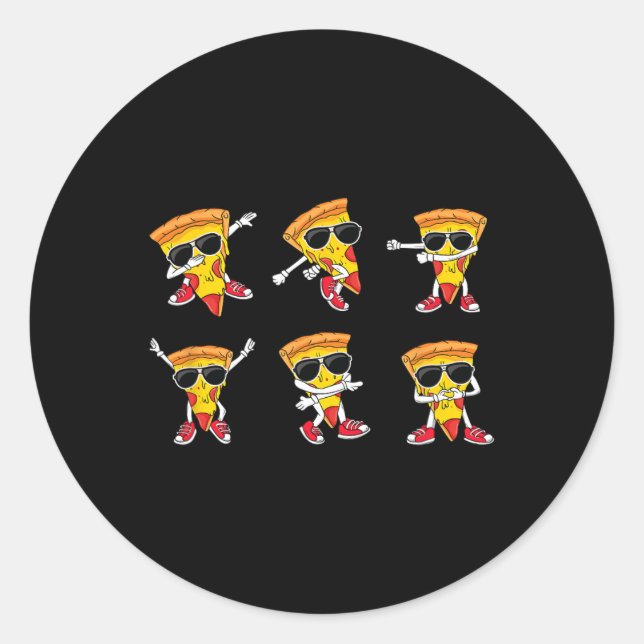 Dabbing Pizza Slice Dance Pizza Dancing Toddler Bo Classic Round Sticker (Front)