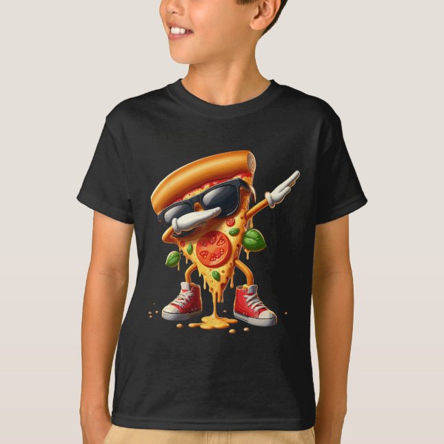 Dabbing Pizza Slice Dancing Pizza Lover Boy Funny  T-Shirt (Front)