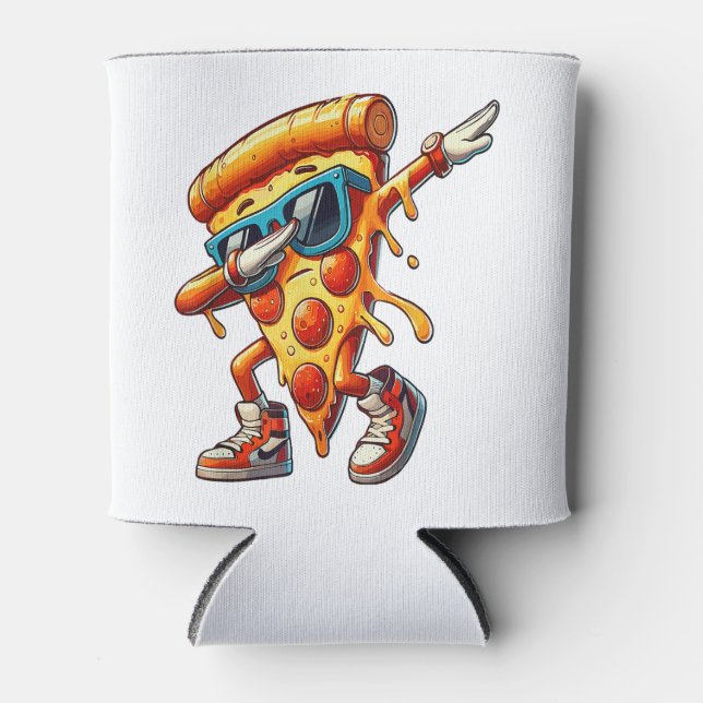 Dabbing Pizza Slice Fun Graphic Tee for Food Lover Can Cooler (Front)