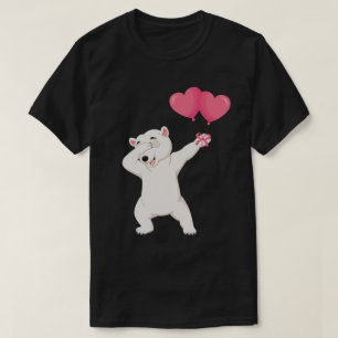 Dabbing Polar Bear Heart Valentines Day Gift T-Shirt