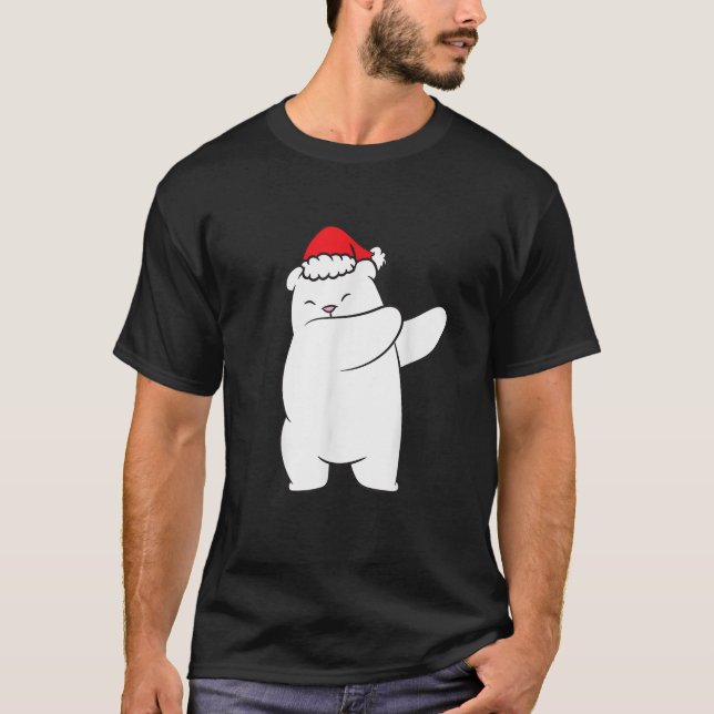Dabbing Polar Bear Santa Hat Christmas Hat Polar B T-Shirt (Front)
