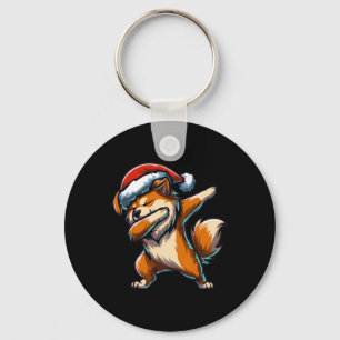 Dabbing Pomeranian Santa Hat Christmas Dab Dance G Key Ring