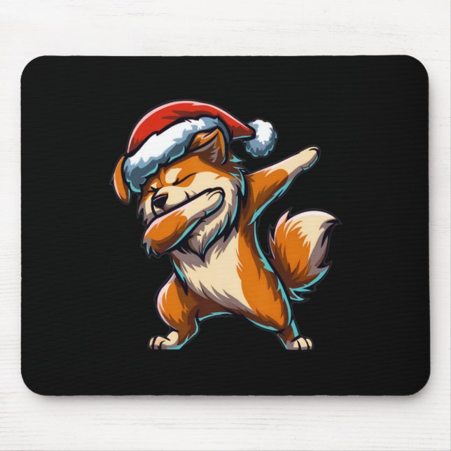Dabbing Pomeranian Santa Hat Christmas Dab Dance G Mouse Mat (Front)