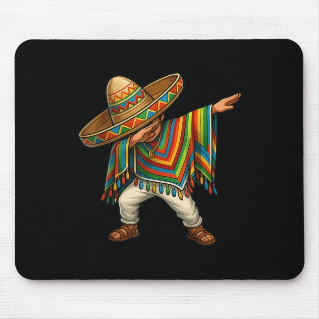 Dabbing Poncho Mexican Boy Dab Cinco De Mayo Sombr Mouse Mat (Front)