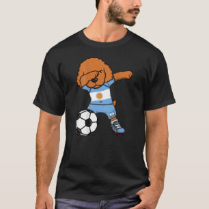 Dabbing Poodle Dog Argentina Soccer Fans Jersey Fo T-Shirt
