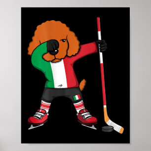 Dabbing Poodle Dog Italy Ice Hockey Fans Jersey Wi Poster