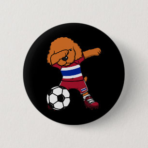 Dabbing Poodle Dog Thailand Soccer Fan Jersey Foot 6 Cm Round Badge