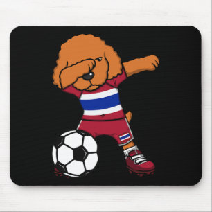Dabbing Poodle Dog Thailand Soccer Fan Jersey Foot Mouse Mat