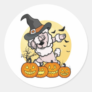 Dabbing Poodle Halloween Classic Round Sticker