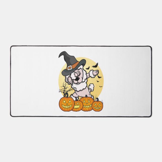 Dabbing Poodle Halloween Desk Mat (Front)
