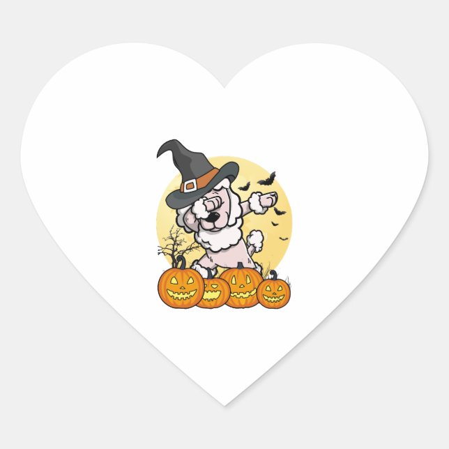 Dabbing Poodle Halloween Heart Sticker (Front)