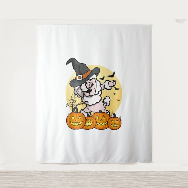 Dabbing Poodle Halloween Tapestry (Front)