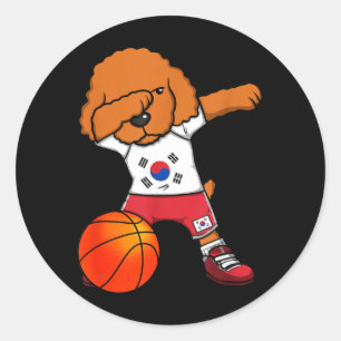 Dabbing Poodle South Korea Jersey Korean Basball Classic Round Sticker