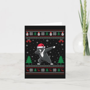 Dabbing Portuguese Water Dog Santa Hat Boys Girls Card
