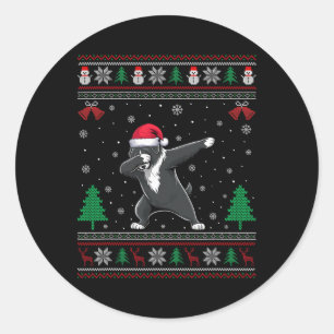 Dabbing Portuguese Water Dog Santa Hat Boys Girls Classic Round Sticker