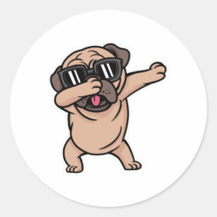 Dabbing Pug Dog Classic Round Sticker