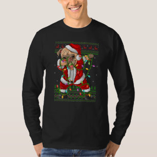 Dabbing Pug Dog Xmas Lights Ugly Pug Santa Christm T-Shirt