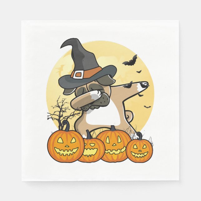 Dabbing Pug Halloween Napkin (Front)