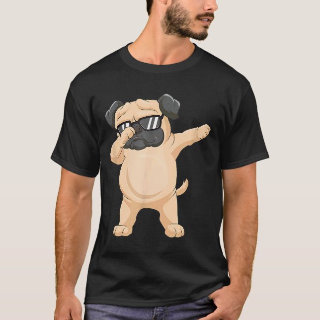 Dabbing Pug Pug Sunglasses Dab Dance Classic T-Shi T-Shirt (Front)