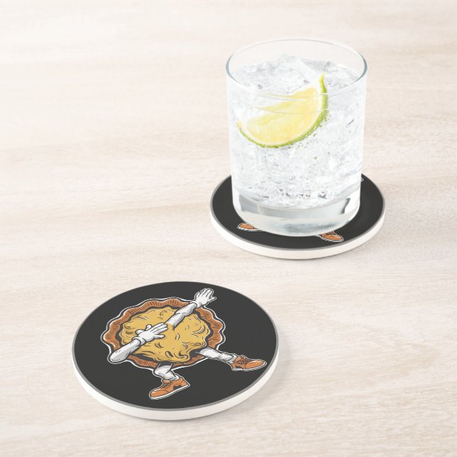 Dabbing Pumpkin Pie Thanksgiving Day  Coaster (Side)